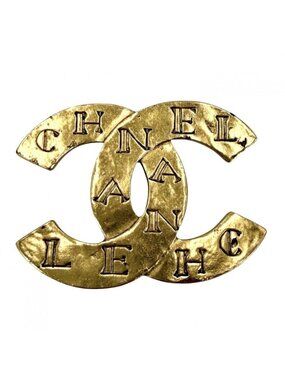 Chanel Brooch Logo CC Vintage Gold Plated